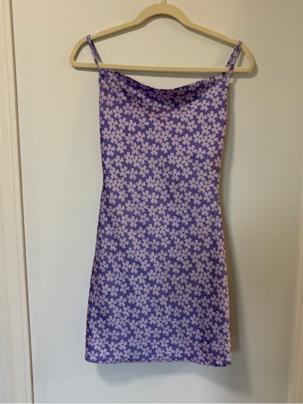 𝅺Twik Simons Floral Mini Dress Purple Spaghetti Strap Size  XXS Graduation Prom